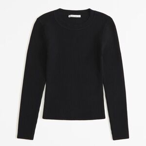 Abercrombie Black Long-Sleeve Ottoman Crew Sweater Top